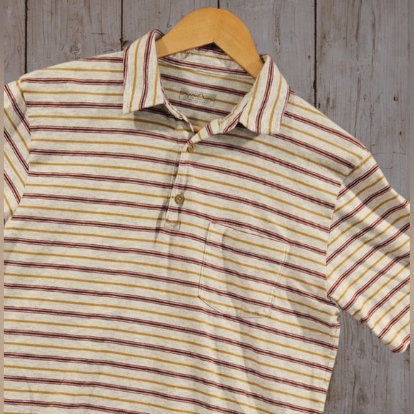Patagonia SZ S Classic Short Sleeve Stripe Preppy Polo 100% Organic Cotton - Picture 1 of 12